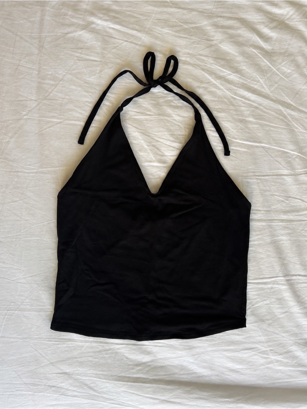 Black Tie-Neck Halter Top